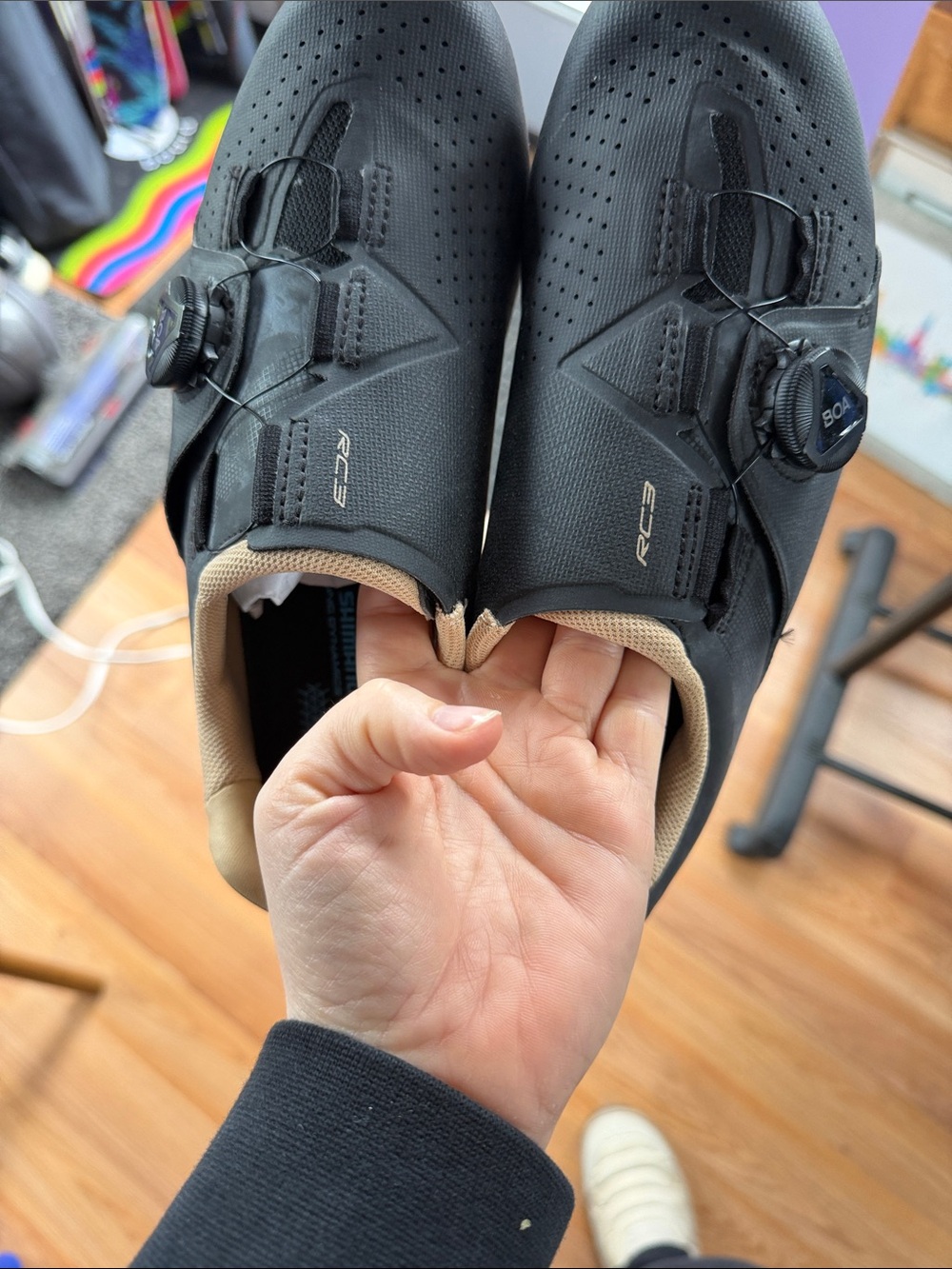 Women's Black Shimano RC3 Cycling Shoes with BOA Closure Delta Cleat never worn